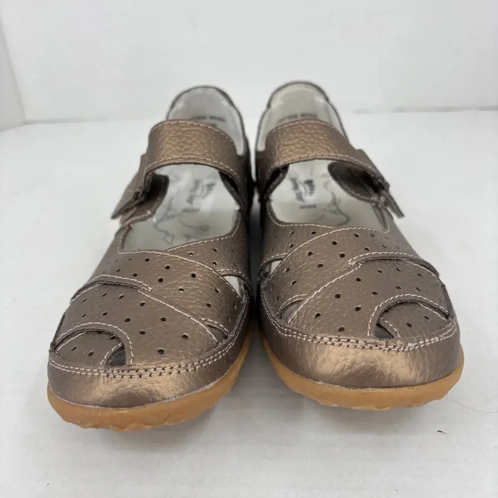 Spring Step Streetwise Mary Jane Flat Size EU 40 US 9 Bronze Leather‎ Adjustable